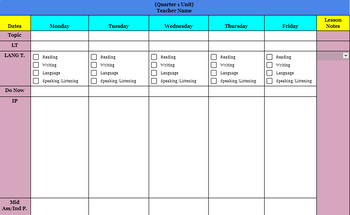Preview of Planbook Like Lesson Plan Template