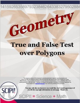 Preview of Plane Geometry - EDITABLE 22 True and False Math Questions about Polygons