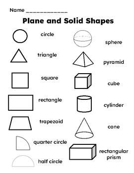 Preview of Plane and Solid Shapes Cheat Sheet