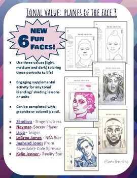 Preview of Planes of the Face: Tonal Blending and Shading Techniques Worksheets Series 3