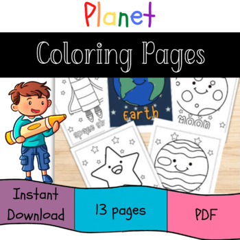 Planet Coloring Pages for Kids by Missy Printable Design | TPT