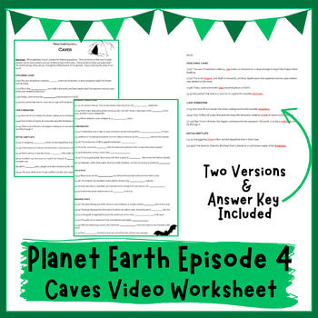 Preview of Planet Earth - Caves Video Worksheet (Episode 4)