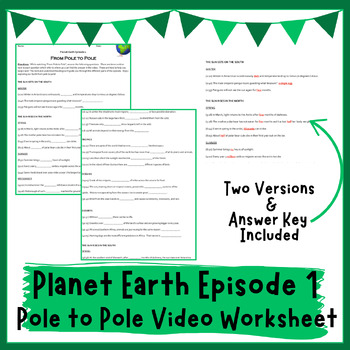Preview of Planet Earth - From Pole to Pole Video Worksheet (Episode 1)