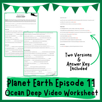 Preview of Planet Earth - Ocean Deep Video Worksheet (Episode 11)