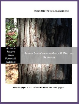 Preview of Planet Earth Purpose & Audience: Common Core Writing Lesson & Sub Plan