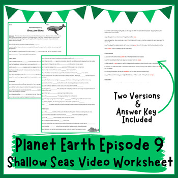 Preview of Planet Earth - Shallow Seas Video Worksheet (Episode 9)