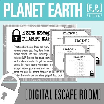 Preview of Planet Earth and Space Escape Room Activity | Science Review Game