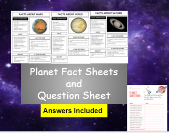 Planet Fact Sheets by CDS Education TPT