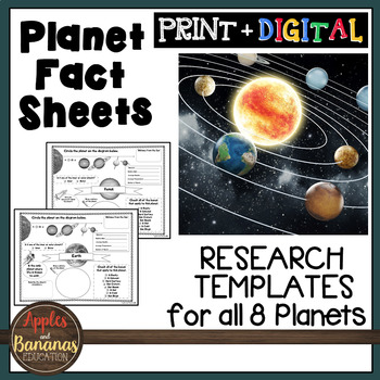 Preview of Planet Fact Sheets Research Templates
