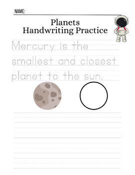 Preview of Planet Handwriting sentence practice
