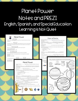 Preview of Planet Notes PREZI PRESENTATION and Notes Sheet (English, Spanish, SPED)