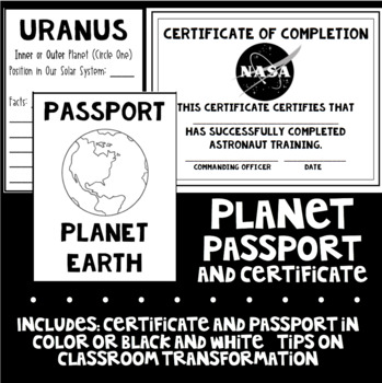 Preview of Planet Passport and Astronaut Training Certificate