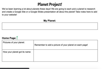Preview of Planet Project - Ready to Post to Google Classroom!