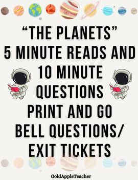 Preview of 8 Planet Readings with Questions Print and Go! 36 pages over 120 questions