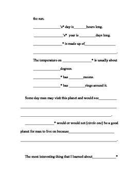 Planet Report Project Outline and Graphic Organizer by Old School Works