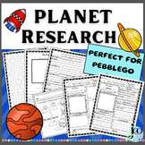 Planet Research, Graphic Organizers, Writing Pages for Reports