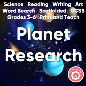 Preview of Planet Research Project Science Art +Word Search CCSS Grades 3-6 Print and Teach