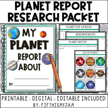 Preview of Planet Research Packet | Pop Up Book Presentation Project