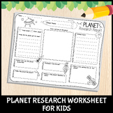 Planet Research Report For Kids | Solar System Worksheet S