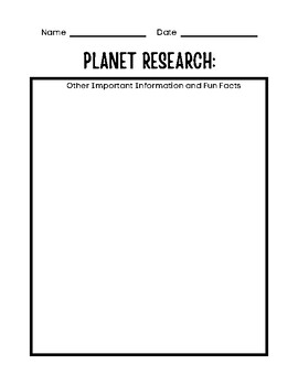 planet research worksheet answer key