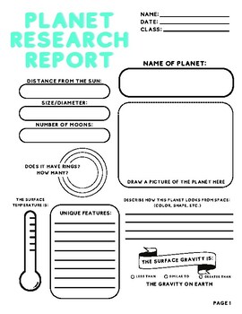 Preview of Planet Research and Design Printable
