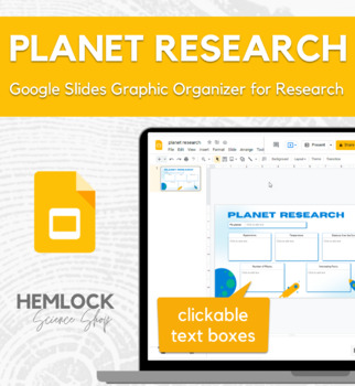 Preview of Planet Research - interactive graphic organizer for research in Google Slides