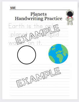 Preview of Planet Sentence handwriting practice sheets