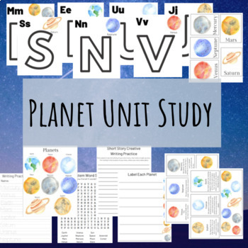 Preview of Planet Workbook PreK-3 (Writing Practice, 3-Part Cards, Poster)