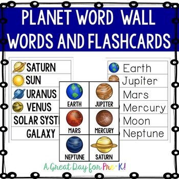 Preview of Planet Word Wall Words and Flashcards