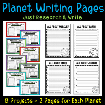 Preview of Planet Writing Pages – Planets Bundle – Solar System Report - Astronomy