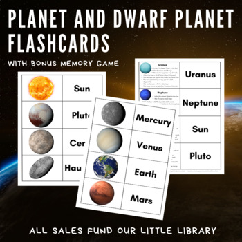 Preview of Planet and Dwarf Planet Flashcards with Bonus Memory Game