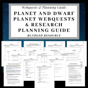 Preview of Planet and Dwarf Planet Webquests, Video Sheet & Research Planning Guide Bundle