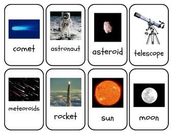 Planet and Space Vocabulary Cards by Stephanie Kinley Ruffner | TpT