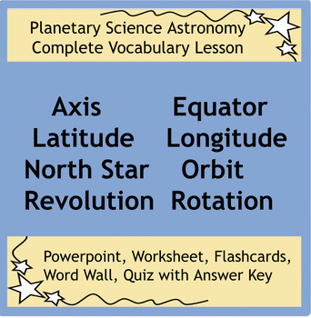 Preview of Planetary Science Astronomy Vocabulary Complete Lesson Powerpoint Worksheet Quiz