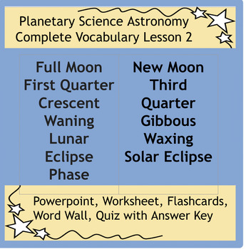 Preview of Planetary Science Astronomy Vocabulary Complete Lesson Powerpoint Worksheet Quiz