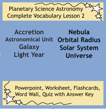 Preview of Planetary Science Astronomy Vocabulary Complete Lesson Powerpoint Worksheet Quiz