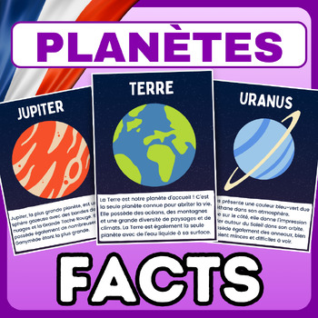 Preview of Planètes du système solaire - French - Facts for kids - Flashcards