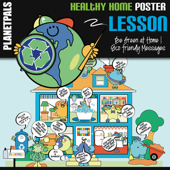Preview of Eco Friendly Lesson Bulletin Board POSTER Be Green at Home Conserve