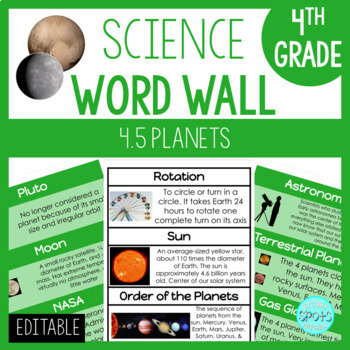 Planets 4.5: 4th Grade Science Word Wall by Bright Spots Teaching