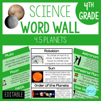 Preview of Planets: 4th Grade Science Word Wall