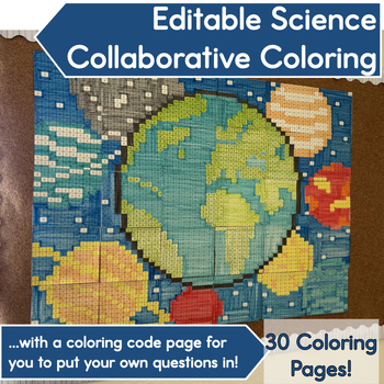Preview of Science Activity│Collaborative Mystery Coloring Poster & Bulletin Board│Editable