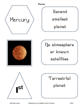 Preview of Planets Cards ~ Group Name, Picture, Order, & 3 Facts for Each Planet