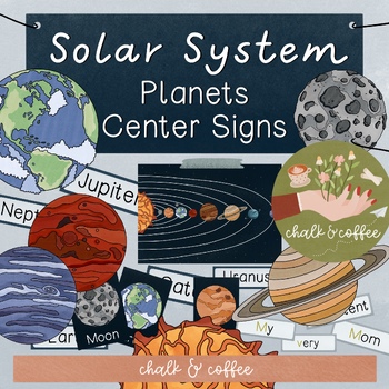 Preview of Planets Center Signs - Solar System Flash Cards Science Astronomy Study