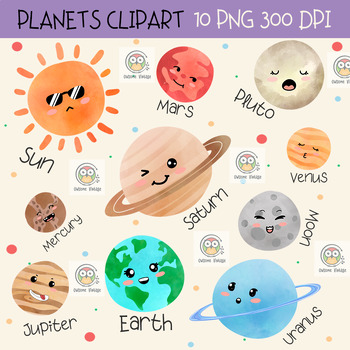 Preview of Planets Clipart, Solar System Clipart