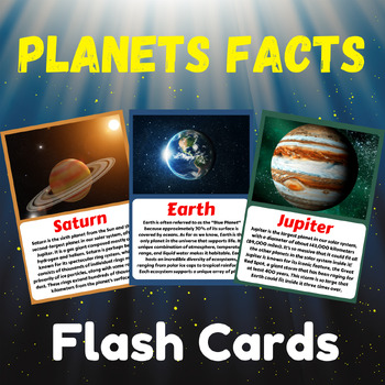 Preview of Planets Fun Facts Flashcards With Real Pictures. Printable Poster Back to School