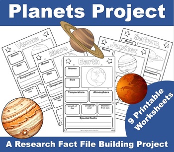 Preview of Planets In the Solar System Research Fact File Project