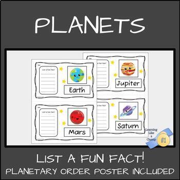 Preview of Planets - List a Fun Fact