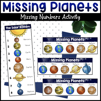 Preview of Space Math Center: Planets Missing Numbers Activity & Order the Planets Activity