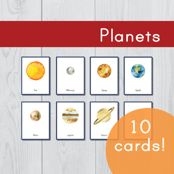 Preview of Planets • Montessori Three Part Cards • Flash Cards