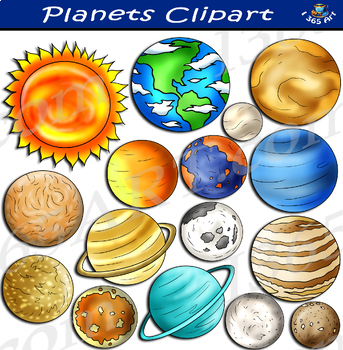 Preview of Planets & Moons Clipart